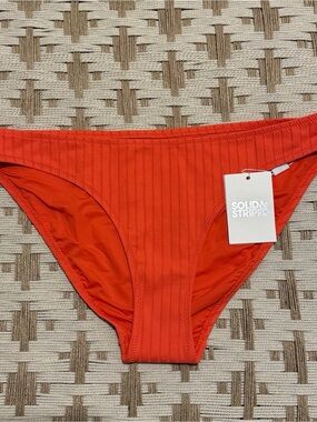 SOLID & STRIPED Ribbed Orange Bikini Bottom